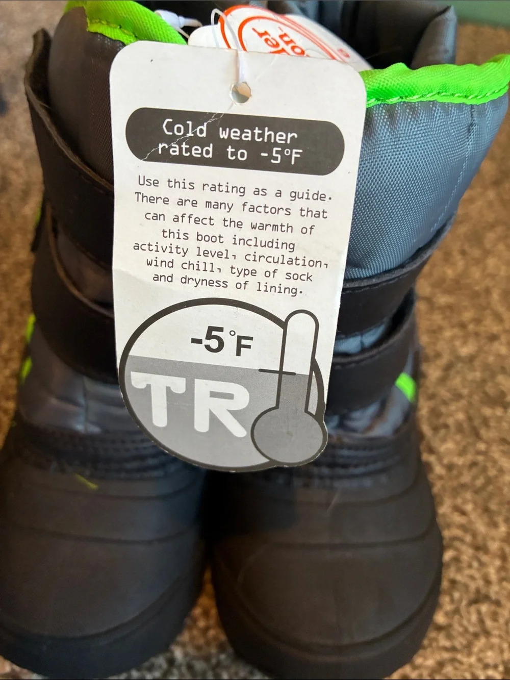 Wonder Nation Kids Winter Boots - Gray and green size 6